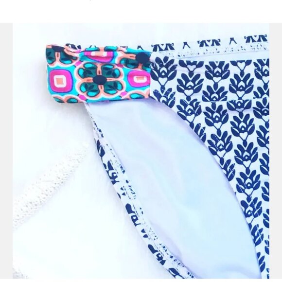 NWT Ninety Five Degress Sz S Bikini Bottom Black & White w Colorful Sides - Picture 2 of 5